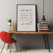 Matthew 11:28 Come to Me Bible Verse Wall Art - Inspirational Modern Minimalist Decor for Spiritual Comfort