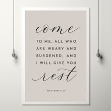 Matthew 11:28 Come to Me Bible Verse Wall Art - Inspirational Modern Minimalist Decor for Spiritual Comfort