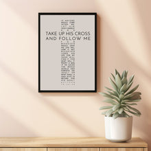 Matthew 16:24-26 Bible Verse Wall Art - Take Up His Cross Poster for Inspirational Christian Decor