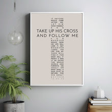 Matthew 16:24-26 Bible Verse Wall Art - Take Up His Cross Poster for Inspirational Christian Decor