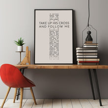 Matthew 16:24-26 Bible Verse Wall Art - Take Up His Cross Poster for Inspirational Christian Decor