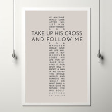 Matthew 16:24-26 Bible Verse Wall Art - Take Up His Cross Poster for Inspirational Christian Decor