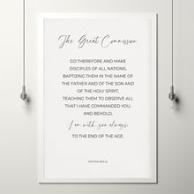 Matthew 281920 The Great Commission Modern Minimalist Bible Verse Wall Art Poster Print, Christian Missionary Leaving Gift