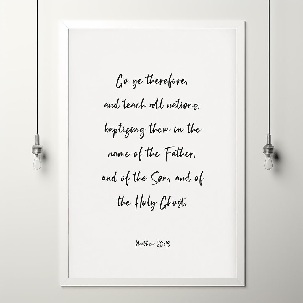 Commission Scriptures Matthew 2819 KJV Missionary Bible Verse Poster Wall Art, The Great Com ...