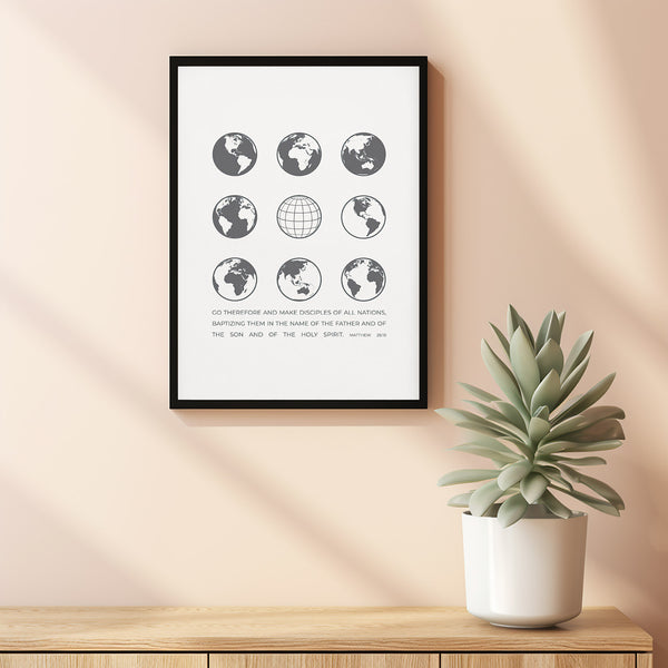 Matthew 2819 Poster Bible Verse Wall Art, The Great Commission Wall Art, Modern Christian Scripture Poster, Missionary Gift