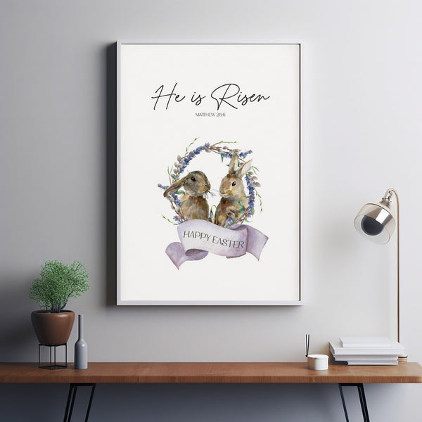 Matthew 286 Easter Poster Bible Verse Wall Art, He is Risen Resurrecti ...