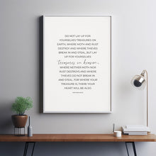 Matthew 61921 Treasures in Heaven Scripture Poster Wall Art, Minimalist Christian Wall Art Poster, Modern Bible Verse Poster