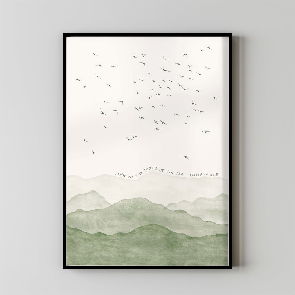 Matthew 626 Look At The Birds Of The Air Bible Verse Poster Wall Art Matthew 626 look at the birds of the air bible verse poster wall art