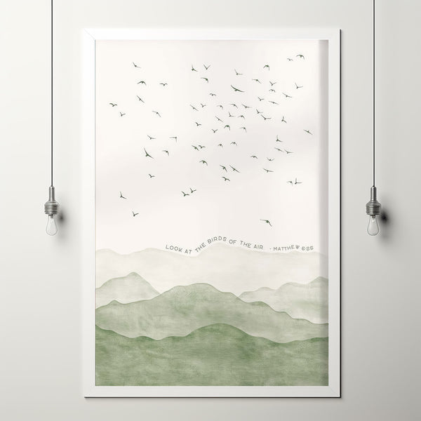 Matthew 626 Look At The Birds Of The Air Bible Verse Poster Wall Art Matthew 626 look at the birds of the air bible verse poster wall art
