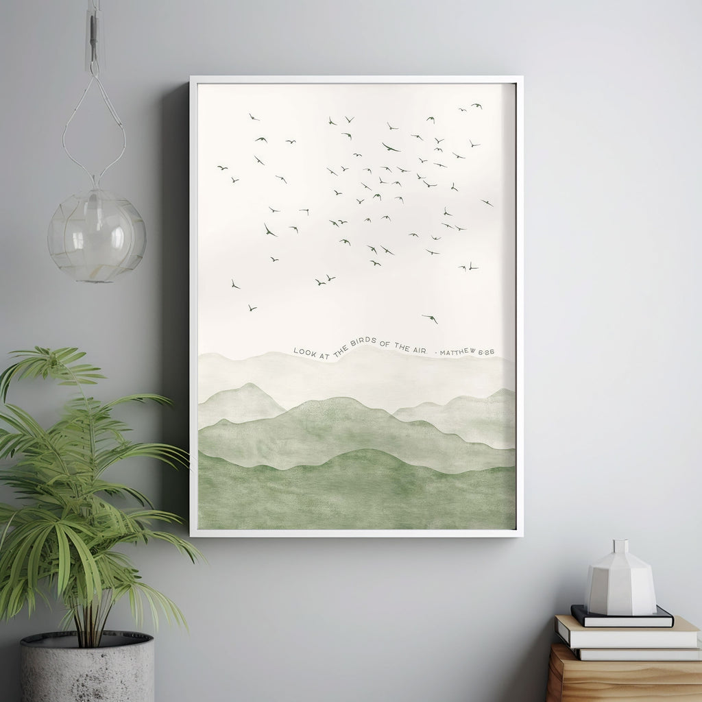 Matthew 626 Look At The Birds Of The Air Bible Verse Poster Wall Art Matthew 626 look at the birds of the air bible verse poster wall art