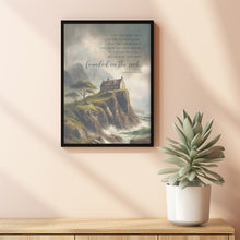 Matthew 725 house built on the rock Bible Verse Poster, Christan Wall Art,, Christian Religious vintage illustration oil painting artwork poster