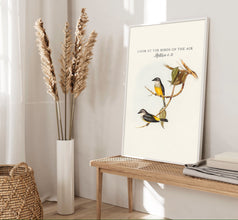 Matthew 626 Look at the Birds Canvas Wall Art Framed Poster Modern Bible Quote Illustration Scripture Christian Living Room Easter Print 1690207126