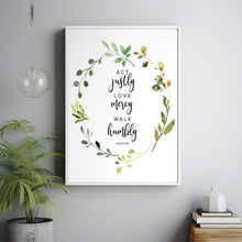Micah 6:8 Act Justly Bible Verse Wall Art - Inspirational Scripture Poster for Christian Wall Decor
