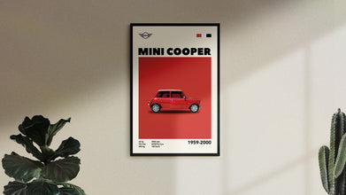 Mid-Century Mini Cooper Poster Car Print, Birthday, Wall Print, Retro Wall Decor, Gift, Wall Art Print 1430938970