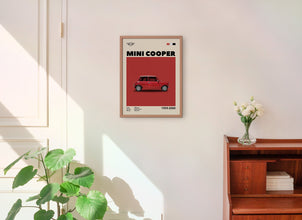 Mid-Century Mini Cooper Poster Car Print, Birthday, Wall Print, Retro Wall Decor, Gift, Wall Art Print 1430938970