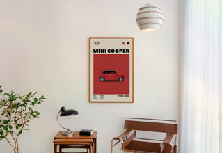 Mid-Century Mini Cooper Poster Car Print, Birthday, Wall Print, Retro Wall Decor, Gift, Wall Art Print 1430938970