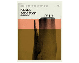 Mid Century Modern, Whale, Nautical - Belle & Sebastian, 18 x 24 Lithograph, Hipster, Ocean, Scotland 538236462
