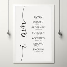 Modern Poster Bible Verse Affirmations Wall Art, Minimalist Christian Scripture Affirmations Poster, Who I Am in Christ Print