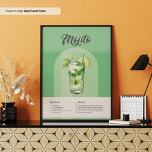 Mojito Recipe Poster  Classic Cocktail Recipes Poster  Colorful Cocktail Print  Cocktail Posters  Bar Cart Wall Art  Mojito Poster 1668392730