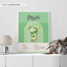 Mojito Recipe Poster  Classic Cocktail Recipes Poster  Colorful Cocktail Print  Cocktail Posters  Bar Cart Wall Art  Mojito Poster 1668392730