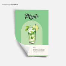 Mojito Recipe Poster  Classic Cocktail Recipes Poster  Colorful Cocktail Print  Cocktail Posters  Bar Cart Wall Art  Mojito Poster 1668392730
