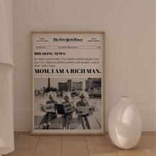 Mom, I Am A Rich Man Print  Aesthetic Poster Feminist Print Trendy Newspapers Print New York News Print  High Quality 1638001577