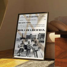 Mom, I Am A Rich Man Print  Aesthetic Poster Feminist Print Trendy Newspapers Print New York News Print  High Quality 1638001577