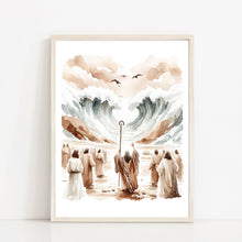 Moses Parting Crossing Red Sea Canvas Wall Art Poster Holy Modern Bible Art Birthday Gift Watercolor Christian Boho Print Home Easter Print 1656318979