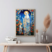 Mother Mary and Adult Jesus Poster - Serene Garden Wall Art | Ideal Gift for Catholics