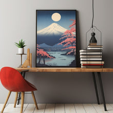 Mountain Fuji in Moonlight Kawai Poster - Exquisite Fuji Oil Painting | Ideal Gift and Wall Art