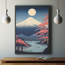 Mountain Fuji in Moonlight Kawai Poster - Exquisite Fuji Oil Painting | Ideal Gift and Wall Art