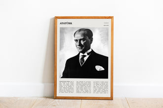 Mustafa Kemal Ataturk Wall Art Poster Gazi Mustafa Kemal Atatürk Black White Poster  Poster Art Gift 1649932011