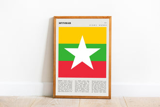 Myanmar Flag Burma Print Wall Art Poster Naypyidaw Myanmar Burma Poster  Poster Art Gift 1704591503