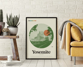 NATIONAL PARK Poster - YOSEMITE Art Print Poster, 18x24 Lithograph, MidCentury Modern, Minimalist, Swiss, Half Dome 1287580492