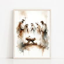 Nativity Scene Print Canvas Wall Art Poster Holy Modern Bible Art Birthday Gift Watercolor Christian Boho Wall Art Print Home Easter Print 1642837726