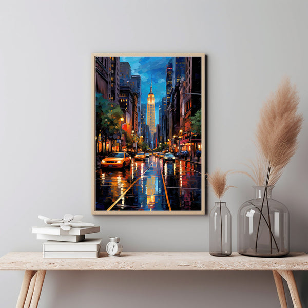 New York City Poster - A Fusion of Traditional and Impressionist Art | Oil Painting Style NYC Travel Art