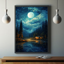 Moon Oil Painting Original - Enchanting Night Sky Art | Small, Signed Cloud Moon Landscape