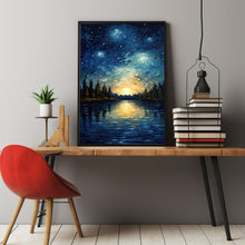 Moon Oil Painting Original - Enchanting Night Sky and Cloud Art | Signed Small Oil Painting of Night Landscape