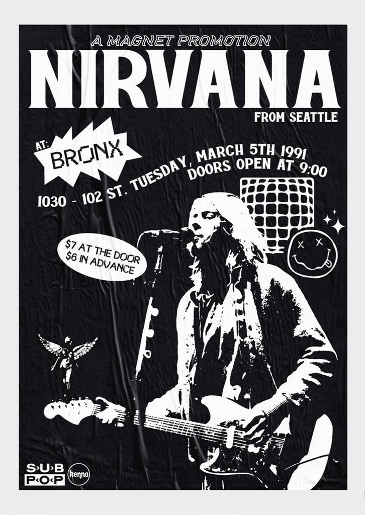 Nirvana Glue Live Concert in the Bronx Poster Print Wall art
