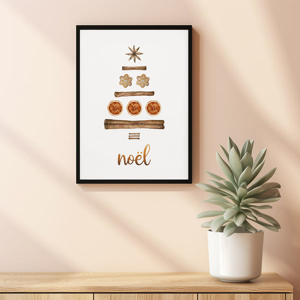 Noel Poster Christmas Wall Art, Modern Watercolor Christmas Tree Poster, Christian Christmas Winter Decor, Noël Decoration