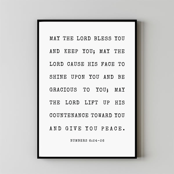Numbers 624-26 May The Lord Bless You and Keep You, Christian Wall Art, Scripture Poster, Bible Verse Wall Decor