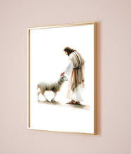 Parable of the Lost Sheep Canvas Wall Art Poster Jesus leaves the 99 Modern Bible Gift Watercolor Boho Christian Print Room Home Decor Frame 1671423983