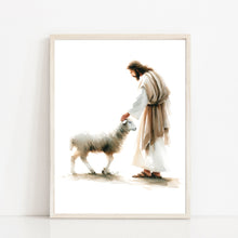 Parable of the Lost Sheep Canvas Wall Art Poster Jesus leaves the 99 Modern Bible Gift Watercolor Boho Christian Print Room Home Decor Frame 1671423983