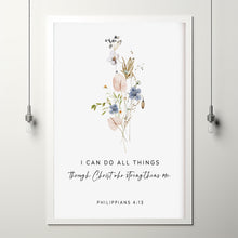 Philippians 4:13 I Can Do All Things Through Christ Bible Verse Wall Art - Inspirational Christian Decor with Scripture Posters