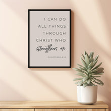 Philippians 4:13 I Can Do Through Christ Bible Verse Wall Art - Inspirational Christian Decor with Bible Verse Poster