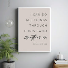 Philippians 4:13 I Can Do Through Christ Bible Verse Wall Art - Inspirational Christian Decor with Bible Verse Poster