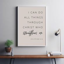 Philippians 4:13 I Can Do Through Christ Bible Verse Wall Art - Inspirational Christian Decor with Bible Verse Poster