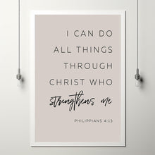 Philippians 4:13 I Can Do Through Christ Bible Verse Wall Art - Inspirational Christian Decor with Bible Verse Poster