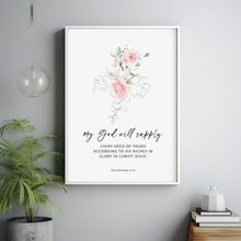 Philippians 4:19 My God Will Supply Bible Verse Wall Art - Inspirational Christian Gift with Scripture