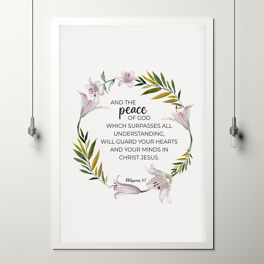 Philippians 47 Floral Christian Scripture Wall Art Poster Decor With W Philippians 47 floral christian scripture wall art poster decor with w